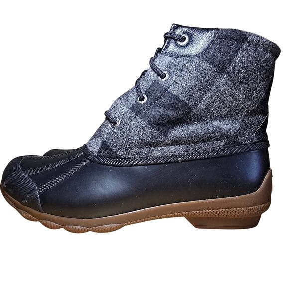 Sperry Saltwater Buffalo Check Duck Boot Msrp $110 Womens Size 8 Excellent - Picture 1 of 9